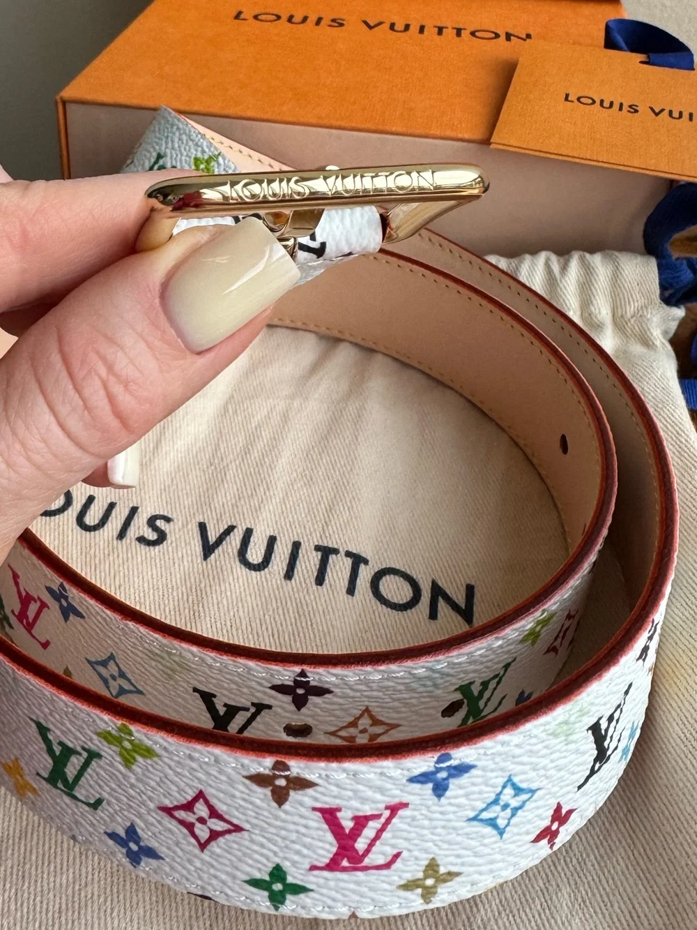 NWT Louis Vuitton x Takashi Murakami - LV D-Ring 30mm belt, size 80cm (32 in)